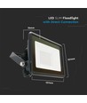 20W LED Projektør - Samsung Chip, Direkte Tilkobling, 4000K, Sort Hus