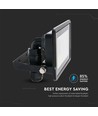30W LED lyskaster, Samsung LED chip - IP65, kald hvit, sort, innebygd koblingsboks, utendørs