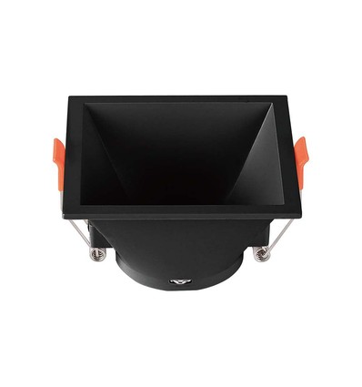 GU10 innfellingsspot - Sort, kvadratisk, PC plast, IP20, Hull: 83x83 mm, Mål: 93x93 mm