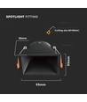 GU10 innfellingsspot - Sort, kvadratisk, PC plast, IP20, Hull: 83x83 mm, Mål: 93x93 mm