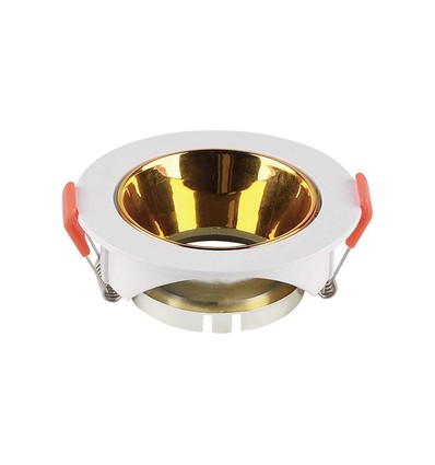 GU10 innfellingsspot - Rund, hvit/gull, PC plast, Hull: Ø7,2 cm, Mål: Ø8,5 cm, uten lyskilde