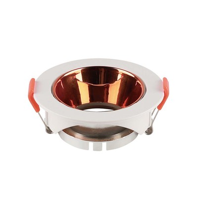 GU10 innfellingsspot - Rund, hvit med rose gold reflektor, IP20, hull: Ø7,2 cm, mål: Ø8,5 cm
