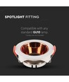 GU10 innfellingsspot - Rund, hvit med rose gold reflektor, IP20, hull: Ø7,2 cm, mål: Ø8,5 cm