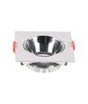 GU10 innfellingsspot - Kvadratisk, hvit med krom reflektor, hull: Ø7,2 cm, 8,5 x 8,5 cm