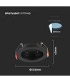 GU10 innfellingsspot - Rund, sort, PC-plast, inne/ute, hull: Ø8,5 cm, mål: Ø10,2 cm