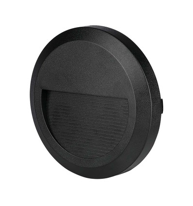 2W LED vegglampe til trapper - Rund, sort, 4000K, 80lm, Ø15cm, inne / ute