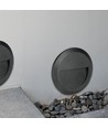 2W LED vegglampe til trapper - Rund, sort, 4000K, 80lm, Ø15cm, inne / ute