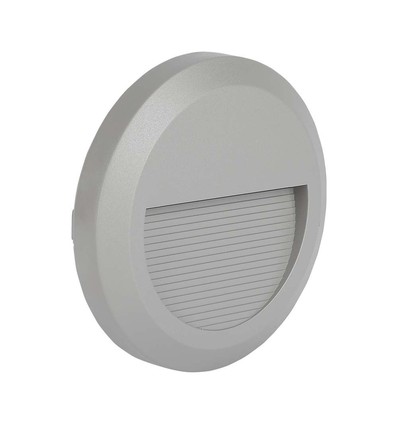 2W Ø15cm LED bedlampe / trappelys - Rund, grå, IP65, 3000K, inkl. lyskilde