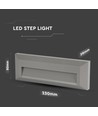 3W rektangulær LED trappespots - IP65, grå, 3000K, til innfelling i vegg