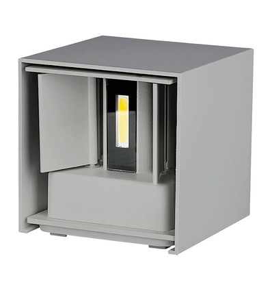 11W LED vegglampe - Bridgelux chip, 3000K, grå, firkantet, aluminium, IP65