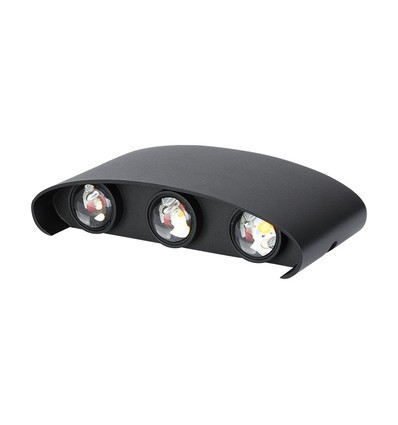 5W LED vegglampe, IP65 - Sort, 630lm, varm hvit, opp/ned lys, utendørs/innendørs