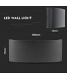 7W LED vegglampe, sort - IP65, 3000K, dobbelt lysstråle, utendørs