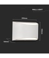 10W LED vegglampe med opp/ned lys - Bridgelux chip, IP54, hvit, 4000K