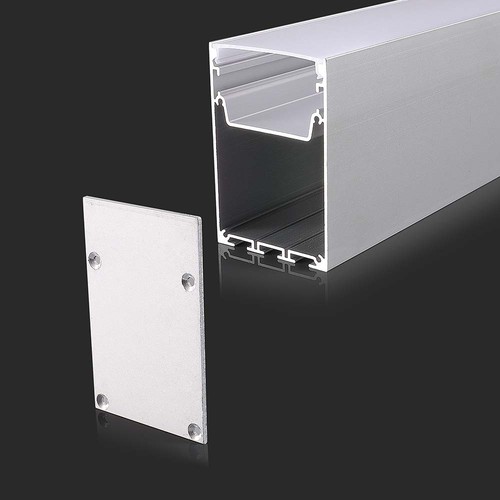 2m Alu profil for LED strips, hvit - 50x75mm, melkehvit deksel, overflatemontering