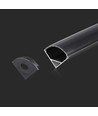 2m Alu hjørneprofil for LED strips, sort - Inkl. deksel, 15,8 x 15,8 mm, IP20
