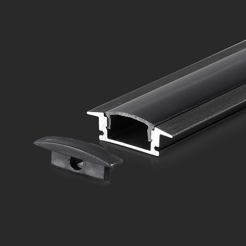 2m aluminiumsprofil for innfelling - Inkl. melkehvit deksel, 24,7 x 7 mm, IP20