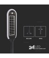 5W LED hagelampe med solcelle og sensor - IP65, 70cm høyde, spyd/fot, 4000K, sort/hvit, 360 grader lysutbytte
