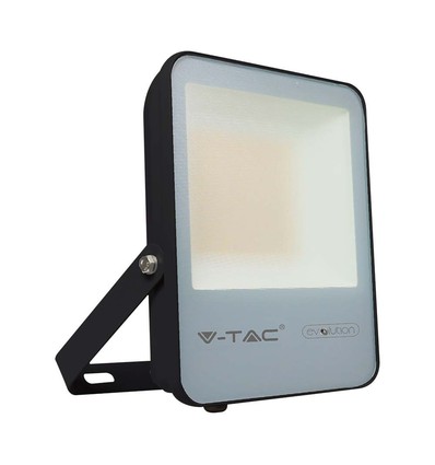 50W LED Lyskaster - 6400K Svart Hus, Grått Glass, 185lm/W