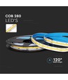 5m 10W/m COB-LED strip, 6400K - 24V, IP20, 280 LED pr. meter, COB LED
