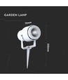 12W LED hagespot med spyd - IP65, 3000K, hvit, 20 grader, aluminium
