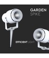 12W LED hagespot med spyd - IP65, 3000K, hvit, 20 grader, aluminium