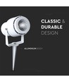 12W LED hagespot med spyd - IP65, 3000K, hvit, 20 grader, aluminium