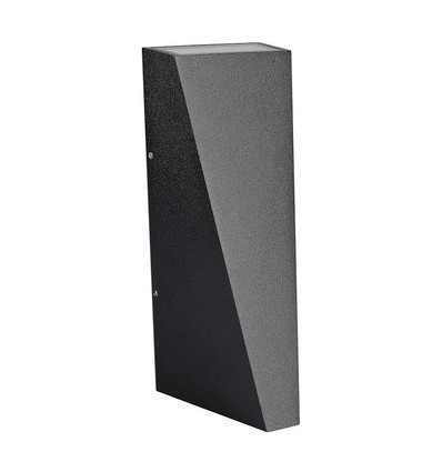6W Sort vegglampe med opp/ned lys - IP65, aluminium, 3000K, inkl. lyskilde