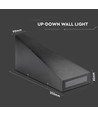 6W Sort vegglampe med opp/ned lys - IP65, aluminium, 3000K, inkl. lyskilde