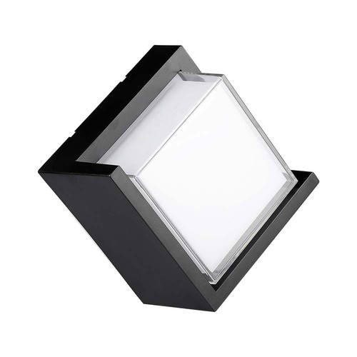 12W LED vegglampe, kvadratisk sort ramme - IP65, 1160-1200lm, inne / ute, inkl. lyskilde