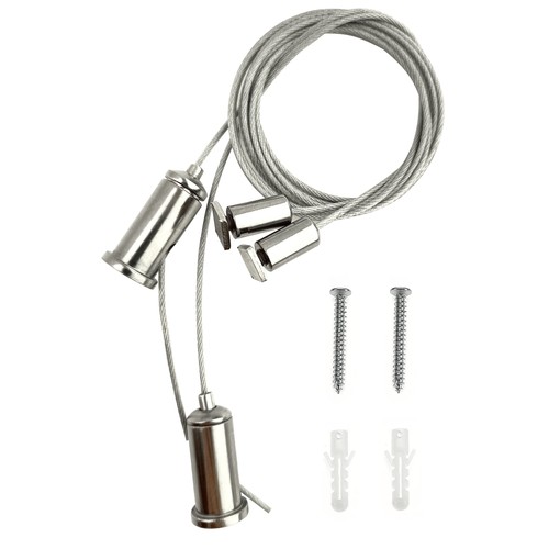 Wire oppheng for armatur - 1 meter, justerbar høyde, sett med 2 stk