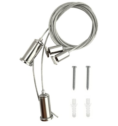 Wire oppheng for armatur - 1 meter, justerbar høyde, sett med 2 stk