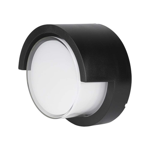 7W Ø16cm LED vegglampe - IP65, sort, rund, varm hvit, inne / ute, inkl. lyskilde