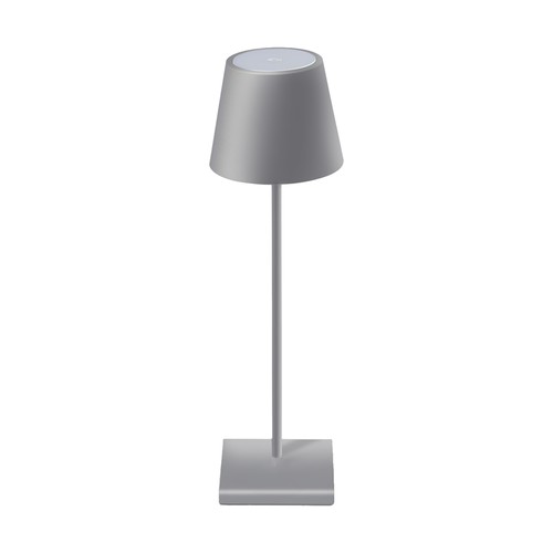 3W oppladbar LED bordlampe, touch dimbar - 5V, Grå, 3000K, 4000mAh batteri, jern