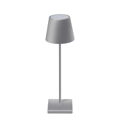 3W oppladbar LED bordlampe, touch dimbar - 5V, Grå, 3000K, 4000mAh batteri, jern