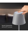 3W oppladbar LED bordlampe, touch dimbar - 5V, Grå, 3000K, 4000mAh batteri, jern
