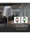 3W oppladbar LED bordlampe, touch dimbar - 5V, Grå, 3000K, 4000mAh batteri, jern