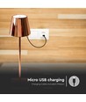 3W oppladbar LED bordlampe, gull - Touch dimbar, 3000K, 4000mAh batteri, 5V USB