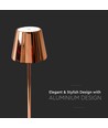 3W oppladbar LED bordlampe, gull - Touch dimbar, 4000K, 4000mAh batteri, 8-10 timers driftstid