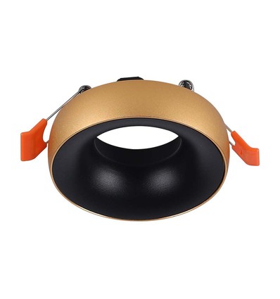 GU10 innfellingsspot - Rund, gullkant, sort reflektor, IP20, aluminium, utskjæring: Ø60mm, uten lyskilde