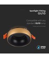 GU10 innfellingsspot - Rund, gullkant, sort reflektor, IP20, aluminium, utskjæring: Ø60mm, uten lyskilde