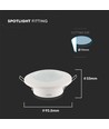 GU10 innfellingsspot - Rund, hvit, IP44, PC plast, hull: Ø7 cm, mål: Ø9,2 cm