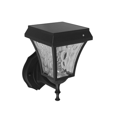 2W Solara LED vegglampe med solcelle - IP65, 3000K+6000K, sort, inkl. batteri