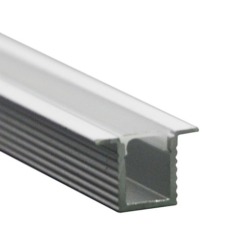 2m innfellingsprofil til LED strips - Sølv, inkl. melkehvitt deksel, aluminium
