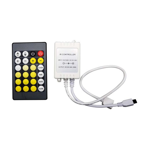 Infrarød controller med fjernkontroll til CCT/RGB - 12V-24V, 6A, 24 knapper, til 3-i-1 LED strips