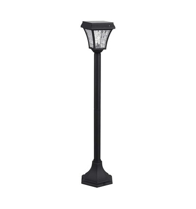 2W LED solcelle hagelampe med spyd - Sort, 3-i-1 CCT, bevegelsessensor, IP65, høyde 93cm, aluminium