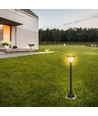 2W LED solcelle hagelampe med spyd - Sort, 3-i-1 CCT, bevegelsessensor, IP65, høyde 93cm, aluminium