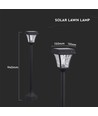 2W LED solcelle hagelampe med spyd - Sort, 3-i-1 CCT, bevegelsessensor, IP65, høyde 93cm, aluminium