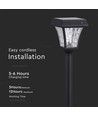 2W LED solcelle hagelampe med spyd - Sort, 3-i-1 CCT, bevegelsessensor, IP65, høyde 93cm, aluminium