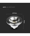 GU10 12W dimbar AR111 LED pære - RA90, 6400K, 40 grader, 1031lm