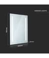 35W LED speil med lys, 70x50cm - Rektangulær, krom finish, 6400K, hvit kant